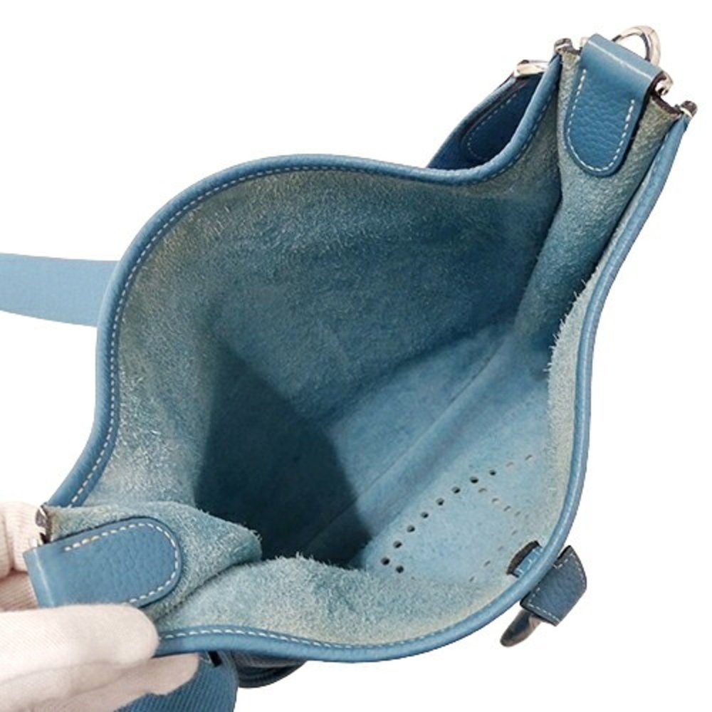 HERMES Women's Shoulder Bag Evelyn 3 PM Taurillon Clemence Blue Jean Light □N... - Picture 5 of 14